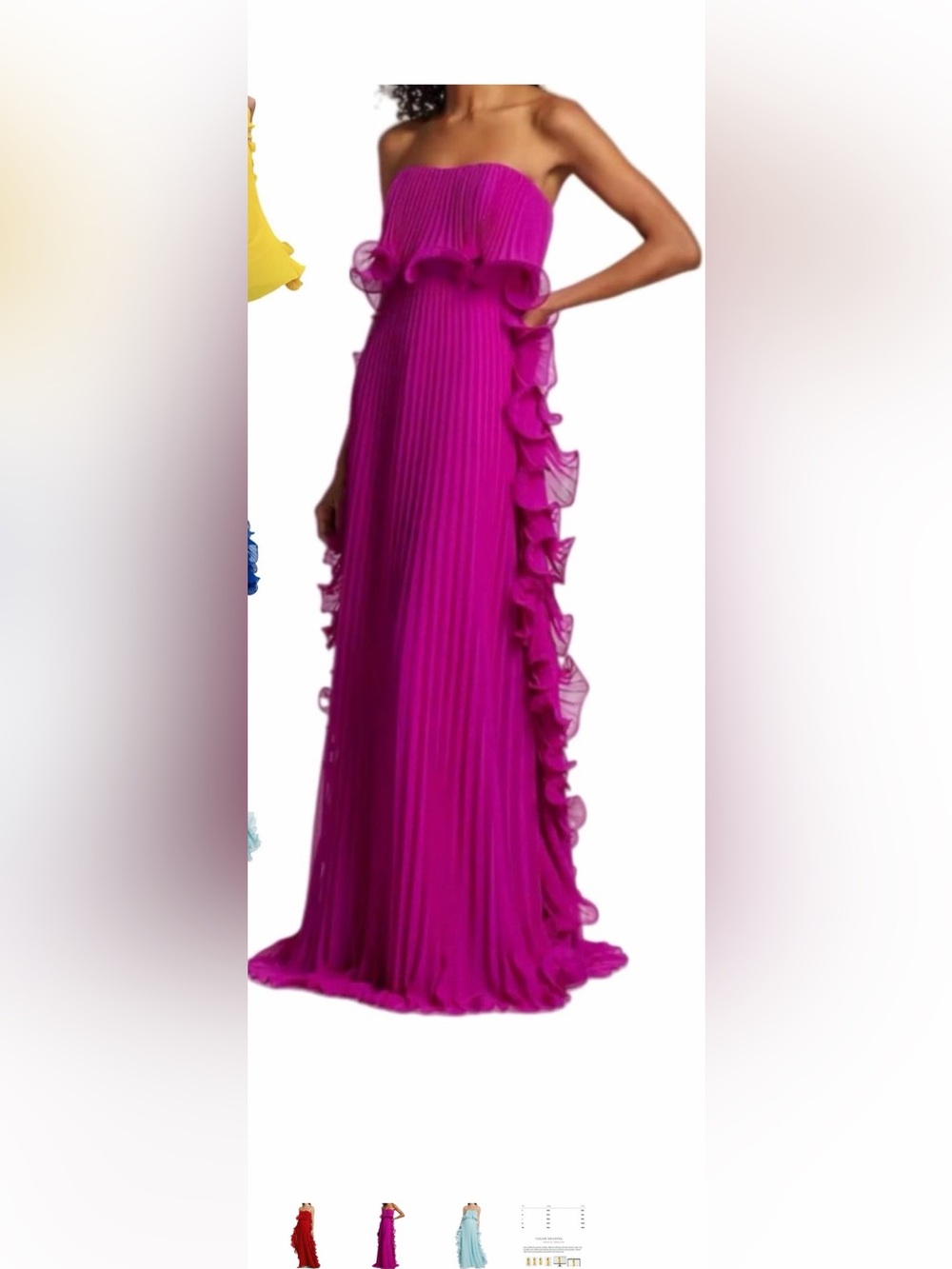 Elegant Fuchsia Pleated Maxi Skirt with Ruffle Trim
